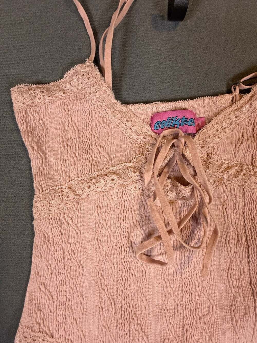 Edikted Pink Lacy Knit Cut Out Bodysuit XS